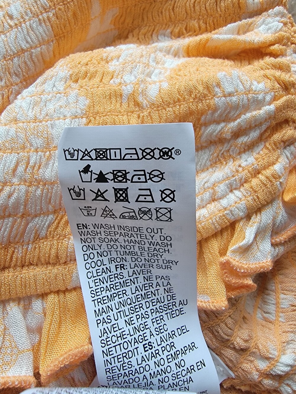 Billabong So Extra Crop Top Orange Peel Smocked Top - Size S - Picture 7 of 7